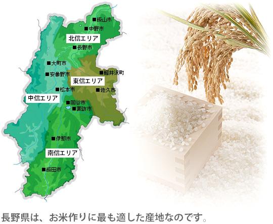 長野県産米の産地マップ